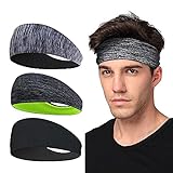 Sport-Stirnband 3 Pack, LATTCURE Herren Stirnband, Schweißband, Stirnband Anti Rutsch, für Jogging, Laufen, Wandern, Fahrrad- und Motorrad Fahren