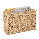 TOLIDA Stabiles Zeitungsständer aus Wasserhyazinthe, Gewebtes Aufbewahrungskorb, Aktenhalter, Weidenkorb für Buch, Zeitschriften, Papiere als Geschenk Deko 39,5x14x25,3CM