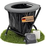 YACHTICON Mobile Klapptoilette Grau – Faltbare Campingtoilette & Trockentoilette mit 6 Beuteln – kompakte Notfalltoilette für Camping, Boot, Auto & Outdoor