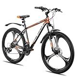 Hiland 26 Zoll Mountainbike für Erwachsene, 3 Speichenrad 18 Gang Herren Damen Mountainbike, mit Doppelscheibenbremse, 26 Zoll MTB Aluminiumrahmen Fahrrad, Orange