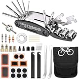 Fahrradflickzeug Set, 17 in 1 Fahrradwerkzeugset abziehbar, Fahrrad Reparaturset Multitool Satteltasche, Fahrrad Reparaturset Multitool Satteltasche für Mountainbike Reparatursatz