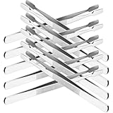 Angoily 10 Stück Pinzetten aus Edelstahl mit Flachem Kopf Vielseitig für Künstliche Wimpern Basteln und Stempel Silberfarben Langlebig und Komfortabel