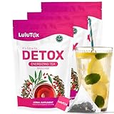 LULUTOX Detox Tee – Kräutermischung mit Löwenzahn, Ginseng und Ingwer – unterstützt ein gesundes Gewicht, eine gesunde Verdauung – Vegan, ganz natürlich, abführmittelfrei – Pfirsich-Aroma (84 Stk.)