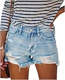 JMITHA Jeans Shorts Damen Zerrissene Kurze Hosen Damen Sommer Jeans Short Damen Kurze Jeanshose Damen Kurze Hose Damen Jeans High Waist