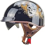 qloijnv Motorradhelme Vintage Motorrad Half-Helmet Halbhelm Retro Motorrad Helme Retro Motorrad Helme ECE zugelassen für Erwachsene Vier Jahreszeiten Universal