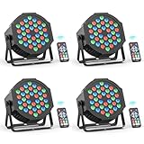 Rtktoup 4PCS 36 LED Parlicht, RGB Par Strahler Led Par Scheinwerfer Discolicht mit Fernbedienung, Partylicht mit Klangaktivierter Steuerung, für Bar Hochzeiten Geburtstagsfeiern Halloween Weihnachten