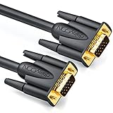 deleyCON 0,5m VGA Kabel 15-polig - S-VGA Monitorkabel D-Sub-Stecker 1080p Full HD 3-fach geschirmt Knickschutz vergoldete Kontakte - Schwarz