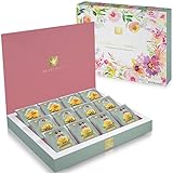 Teabloom Teeblumen Kiste – Sorgfältig Ausgewähltes Tee Geschenkset mit 12 Gourmet Blumentees - 36 Aufgüsse – Verpackt in einer Eleganten Geschenk Teebox