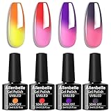 Allenbelle UV Nagellack Thermo Set 4 Farben Mit Geschenkbox,Gel Nagellack Farbwechsel Shellac Set Uv Gel Nail Art,Soak Off Uv Thermo Nagellac