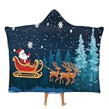 MGDIFYXAA Tragbare Decke, Weihnachtsnachthimmel Kapuzendecke | Dicker Poncho-Hoodie, Weihnachtsmann Tragbare Decke - Gemütliche Umhangdecken, Wickeldecke für Frauen, Familie, Freunde 150 × 200 cm