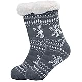 Belloxis Kuschelsocken Wintersocken Herren Warme Flauschige Dicke Hüttensocken Haussocken mit Noppen Geschenk für Männer Weihnachten 38-44 (B-Grau, 1)