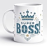 France Mug - 'Super Boss' – Kaffee, Tee, Geschenkidee, originell, Geburtstag, Humor, Chef, Leader, Arbeit, Freund, Kollege, Familie