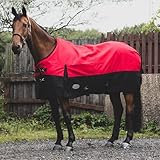 eQuitack Your Passion Is Our Mission 1200 Denier Pferdedecke Regendecke mit Fleece Lining Rot/Schwarz 155cm