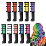 10 Stück Haarkreide Kamm, Temporäre Haarfarbe Kamm ungiftig Haarkreide für Mädchen Haarkreide Glitzer Tattoos Set für Karneval, Cosplay,Party, Weihnachten Halloween