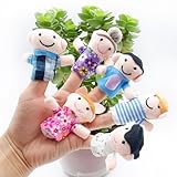 BZKSER Fingerpuppen Set - 6 pcs Familienmitglieder Fingerpuppen Plüsch Cartoon Handpuppe Spielzeug für Kinder,für Geschichte Zeit Kindergeburstag Gastgeschenk Mitgebsel Fingerpuppen