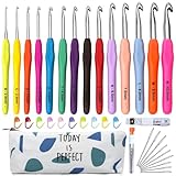 Häkelnadel Set 14 Stück Bunte Ergonomische Soft Gummi Comfort Grip Häkeln Stricken Nadeln Kit Haushalt Werkzeug mit tragbaren Tasche