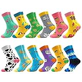 Facefuture Mitte Kalb Bunte Socken Lustige Socken Phantasie Strümpfe Glücklich Baumwolle Sock (12 Paar DE1204)