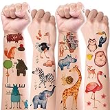 20 Blätter Tiere Kinder Temporäre Tattoos zum Aufkleben mit Hautfreundliche,Kindertattoos für Mädchen Jungen, Aufkleben Kids als Kindergeburtstag Mitgebsel Gastgeschenke