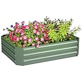 Outsunny Hochbeet aus Stahl, Pflanzbeet Frühbeet Gartenbeet Blumenkasten stapelbar, Pflanzkasten Gemüsebeet 120x90x30cm für Garten Balkon, Pflanzkübel für Blumen, Pflanzen, Gemüse