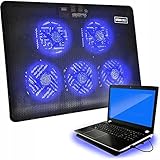 Retoo Laptop Kühlpad mit 5 Lüfter Led 12-15 Zoll Cooling Pad für Verhindere Überhitzung, Laptop-Kühlpad für Notebook, PS3 PS4 PS5 Xbox One, Laptop-Kühler Kühlventilator Schwarz