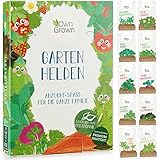 Kinder Pflanzen Set: Tolles Kinder Anzuchtset mit 10 Sorten Pflanzen Samen – Gemüse Samen, Erdbeeren Samen, Kräuter Samen – Mini Garten Starter Kit – Saatgut Gemüse – Pflanzen Züchten mit OwnGrown