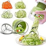 MOOREDLIFE Spiralschneider 4 in 1 Gemüseschneider, Hand Spiralschneider Gemüse, Gemüsehobel für Gemüsespaghetti, Zucchini, Karotte, Gurke, Kürbis, Kartoffel