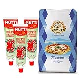 Caputo – Italienisches Pizzeria-Mehl Typ „00“ 1 kg + Mutti – Doppeltes Tomatenkonzentrat 130 GR x 3 Einheiten – Perfect Pizza Pack Promoo