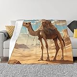Ultraweiche Micro-Fleece-Decke, Wüstensand, Kamelmuster, für alle Jahreszeiten, warme Decke für Bettwäsche, Sofa und Reisen