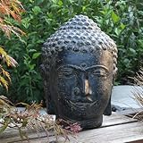 Oriental Galerie Buddha Kopf Head Steinfigur Skulptur Stein Lavasand Bali Garten Deko 33 cm
