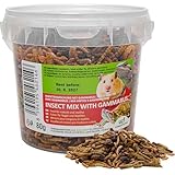 UGF - Insektenmischung mit Gammarus, 500ml = 80g, Igelfutter, Rennmausfutter, Hamsterfutter, Rattenfutter, Eidechsenfutter - Mehlwürmer, Soldatenfliegenlarven, Seidenraupen, Gammarus