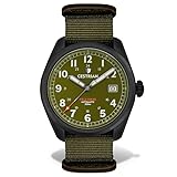 Cestrian Field Series Automatikuhr für Herren, grünes Zifferblatt, schwarzes PVD-Gehäuse, NATO-Armband, Militär-Stil, 200 m, CF321N5660, grün, Armband