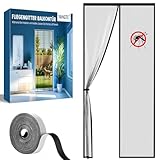Fliegengitter Balkontür, Magnet Insektenschutz Tür 90x210 cm, Magnetvorhang Fliegenschutz Terassentür - Mückenschutz Türvorhang Kellertür - Fliegenvorhang Terrassentür Ohne Bohren,Schwarz