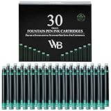 Wordsworth & Black Füllfederhalter-tintenpatronen – 30 Grüne Tintenpatronen – Internationale Standardgröße – Länge Ca. 5,2 Cm – Durchmesser Der Basis Ca. 0,6 Cm – Einwegartikel Und Generisch