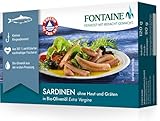 Fontaine Sardinen ohne Haut in Bio-Olivenöl – 120 g – 5er Pack - Premium Sardinenfilets aus 100% zertifizierter, nachhaltiger Fischerei und kontrolliertem Anbau