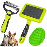 UHETLET 3 Stück Haustier Hundebürste Unterwolle Unterfellbürste Gegen Verfilzungen Katzenbürste Hundekamm Katzenkamm Doppelseitige Kurzhaar-Striegel Hunde katzen bürste für Mittel bis Langhaar-Tiere
