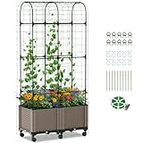 Ytaoeo Garten Pflanzkasten mit Rankgitter, 80x40x180cm Blumenkasten/Pflanzkübel mit Spalier für Kletterpflanzen, mit 10 Verschlüsse, 10 Clips, 1 Kunststoffkabel, 12 Kabelbinder