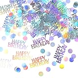 Nogeqi 450 Stück Glitzer Tischdeko Geburtstag Konfetti, Geburtstagsdeko Tisch Happy Birthday Deko, Streudeko Geburtstag Frauen Confetti Luftschlangen Für Männer Mädchen Jungen