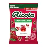 Ricola Kirsche Kräuter, 75g Beutel Original Schweizer Kräuter-Bonbons mit 13 Alpenkräutern und fruchtig-erfrischender Kirsche, zuckerfrei, 1 x 75g