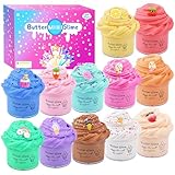 Fluffy Slime Set,12 Pack Butter Slime Set zum Selbermachen,Super Weich und Nicht Klebrig,Schleim Kinder Poopsie Slime Surprise Spielzeug,Schleim Selber Machen Set für Mädchen Jungen