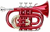 Classic Cantabile Brass TT-400 Bb-Taschentrompete (Messing, Schallbecher Durchmesser: 93 mm, Bohrung: 11,8 mm, Stimmung: B, inkl. Leichtkoffer, Mundstück, Putztuch, Handschuhe) rot