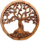 Trintura Lebensbaum Wanddeko Holz – 20 cm Baum des Lebens aus Akazienholz – Wikinger Deko, Wandbild Holz, Wandskulptur, Naturholz Deko, Tree of Life, Wandbild Geschenkidee