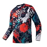 Pimaodog Herren Mountainbike Jersey Langarm Quick Dry Off Road Motocross Jersey Downhill & Motocross Shirts, Hmlt022, XL