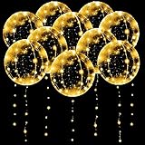 10 Pack Leuchtende Luftballons, Bobo Helium Ballons LED Luftballon, Wiederverwendbare Luftballon mit Lichterketten für Geburtstag Hochzeit Valentinstag Party Deko