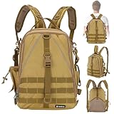 ZDAGELD Angelrucksack aus 600D-Oxford-Gewebe mit Großem Fassungsvermögen und Abnehmbarem Design für Angeln, Wandern und Outdoor-Abenteuer (Khaki)
