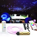 Smart App Gesteuertes LED Glasfaser Sternenhimmel Licht mit RF Fernbedienung,Bluetooth RGBW Fiber Optic Lights Star Deckenleuchten Kit mit 200pcs,2m,0,75mm Glasfaserkabel für Zuhause/Auto Sternendecke