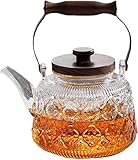 Generisch Teekanne Glas, 1000 ml Borosilikatglas Teebereiter, Hitzebeständig, Kochfeld Safe Wasserkocher für Lose Blatt Tee, Saft Getränke und TeewarmerA,S