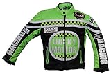 MDM Kinder Motorrad Jacke, Bikerjacke, Racing Jacke grün, (L)