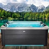 BRAST® Whirlpool MSpa Oslo mit Fester Außenwand | LED-Beleuchtung mit 20 einstellbaren Farben für 6 Personen | 160x160x65cm | 120 Massagedüsen | Ganzjähriger Einsatz Winterfest | In & Outdoor Pool