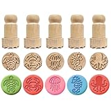 OLYCRAFT Holzstempel mit Griff, 4,6 x 2,5 cm, Holzgriff, Töpferwerkzeuge, Siegel, Holz-Ton, Stempel-Set, kleine Mini-Siegel für Tonkartenherstellung und Scrapbooking, 5 Stück