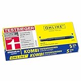ONLINE Kombi-Tintenpatronen, Universal-Patronen, kompatibel mit allen gängigen Füllern, auch Lamy-Füller, Ersatz-Patronen, löschbar, auswaschbar, Schachtel mit 5 Großraum-Patronen, Farbe: Königsblau
